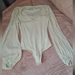 Express Cream Long Sleeve Bodysuit